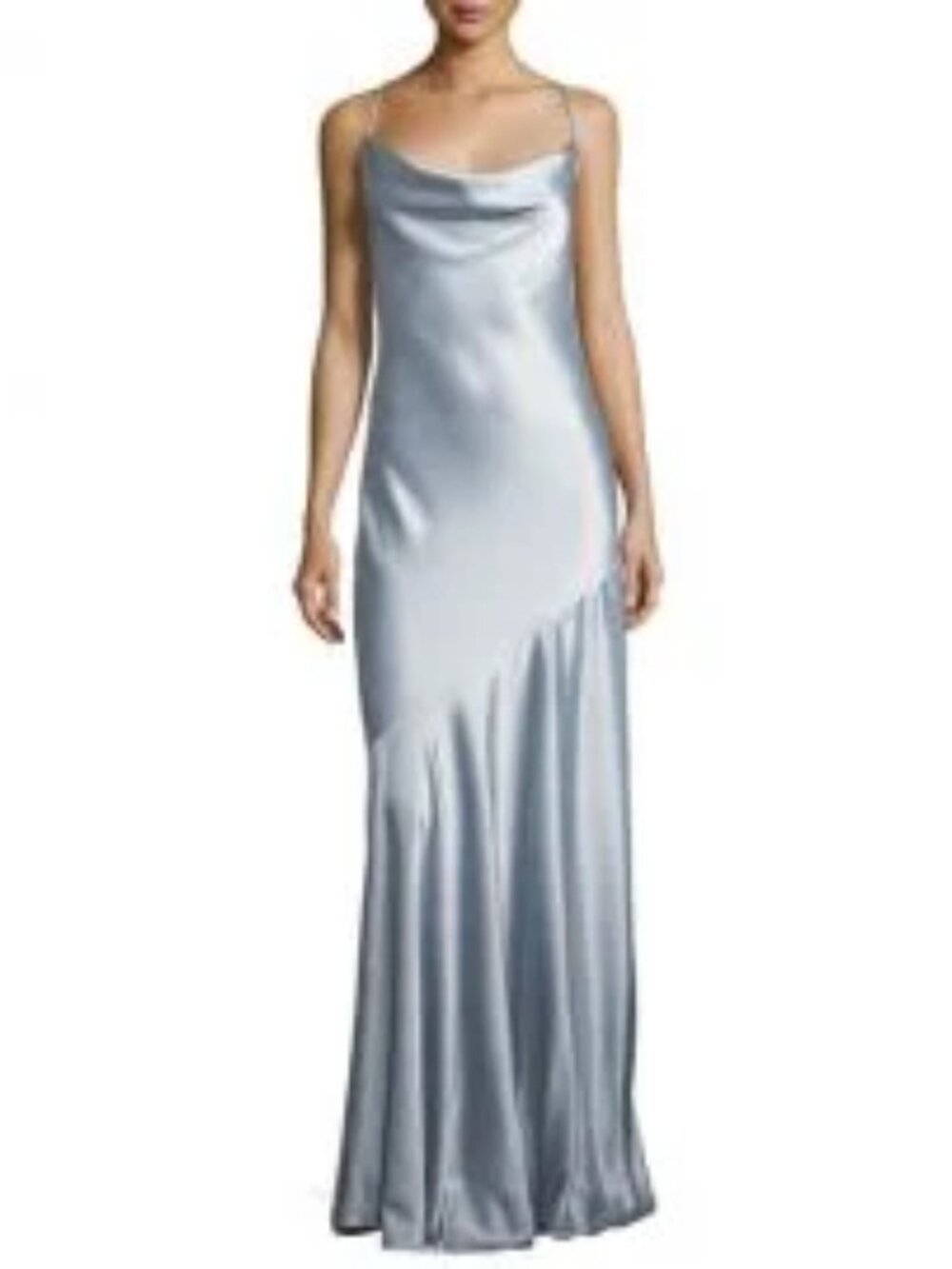 Halston Heritage Long silver gray gown with cowl neck